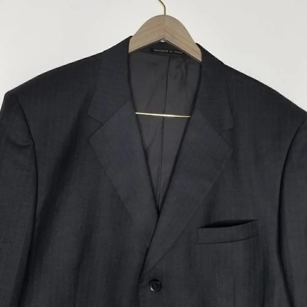 Vinci Pinstripe Button Front Suit Jacket Black XL